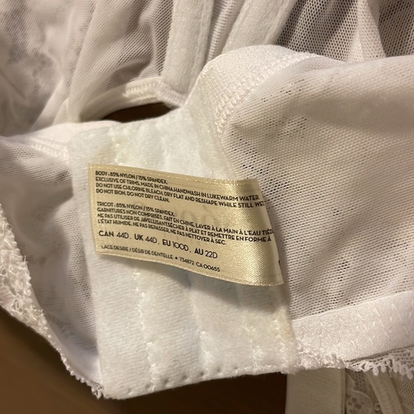 🆕 Déesse Lingerie White Lace Underwire Bra - Women’s Size 44D / D44 - Picture 10 of 11